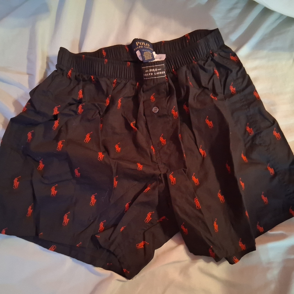 Polo by Ralph Lauren Black Boxer Shorts with Red Pony Motif